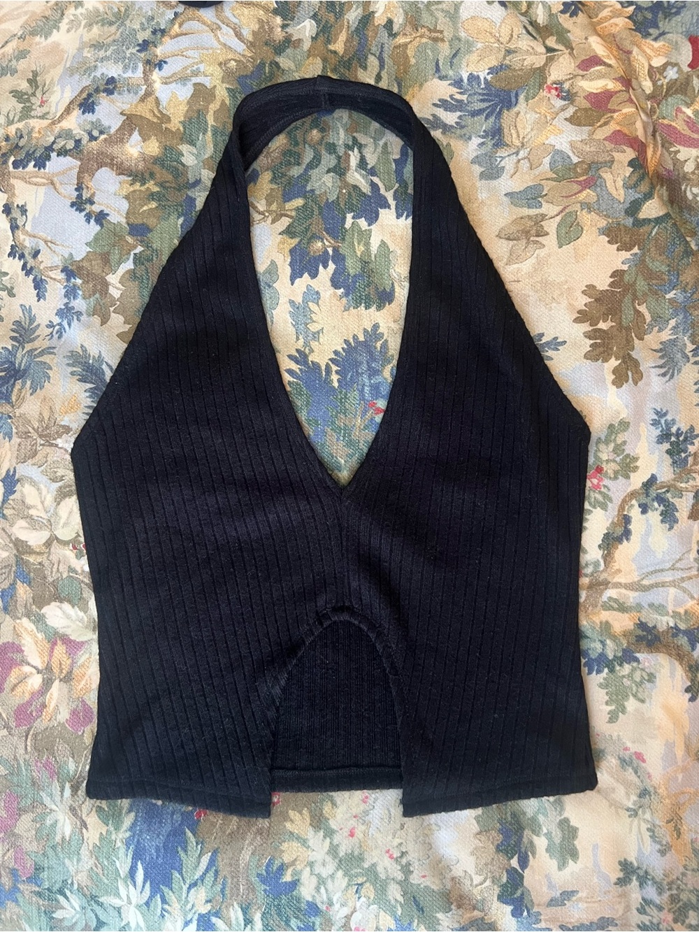 Reformation Black Ribbed Halter Top size S